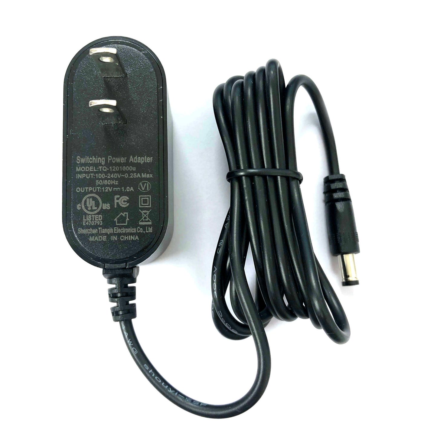 Regulated Switching Wall Power Supply Adapter (12V 1A/1000mA) - UL Listed